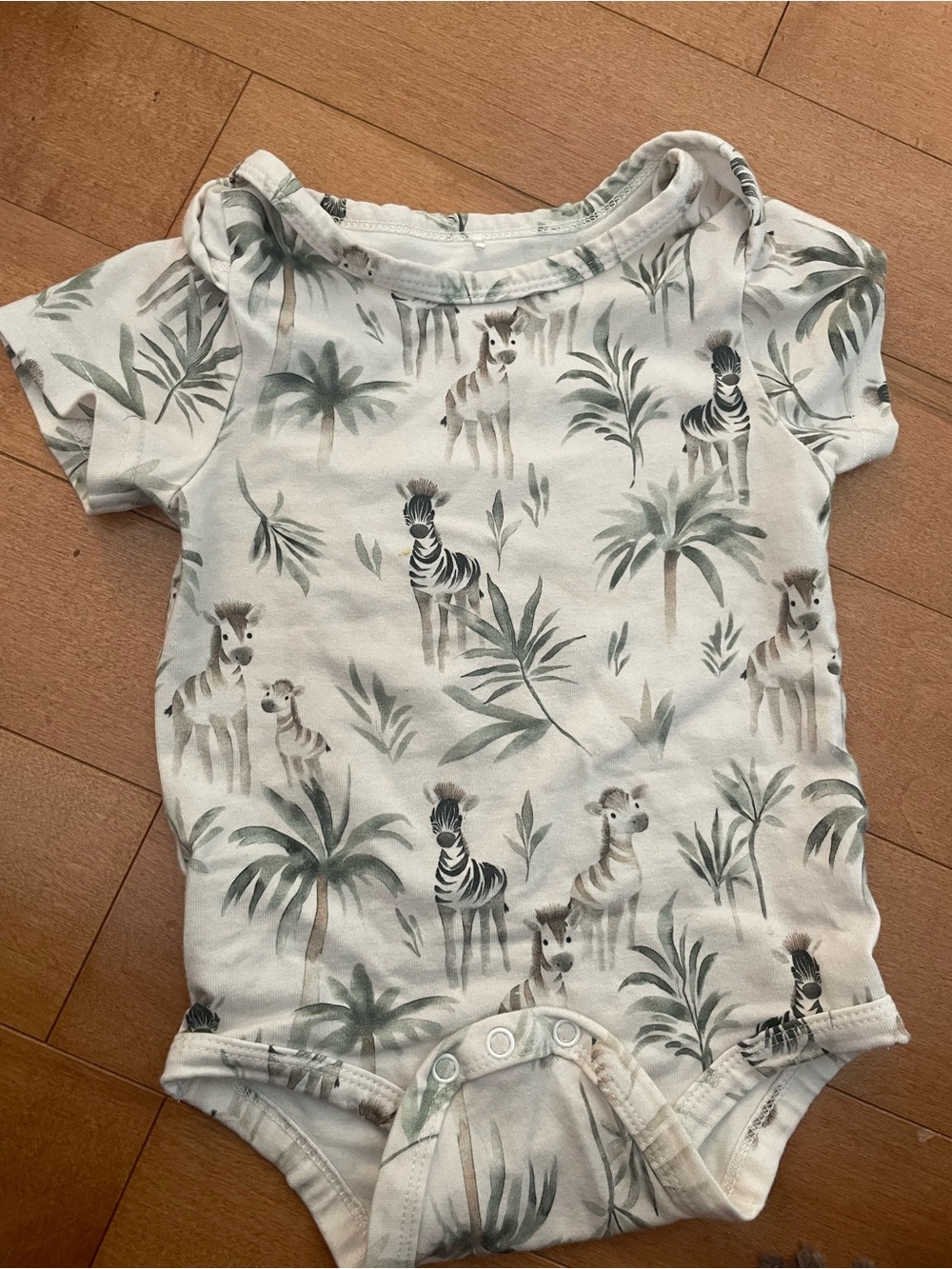 Deux par deux baby One-Piece with Neutral Safari Zebra Print